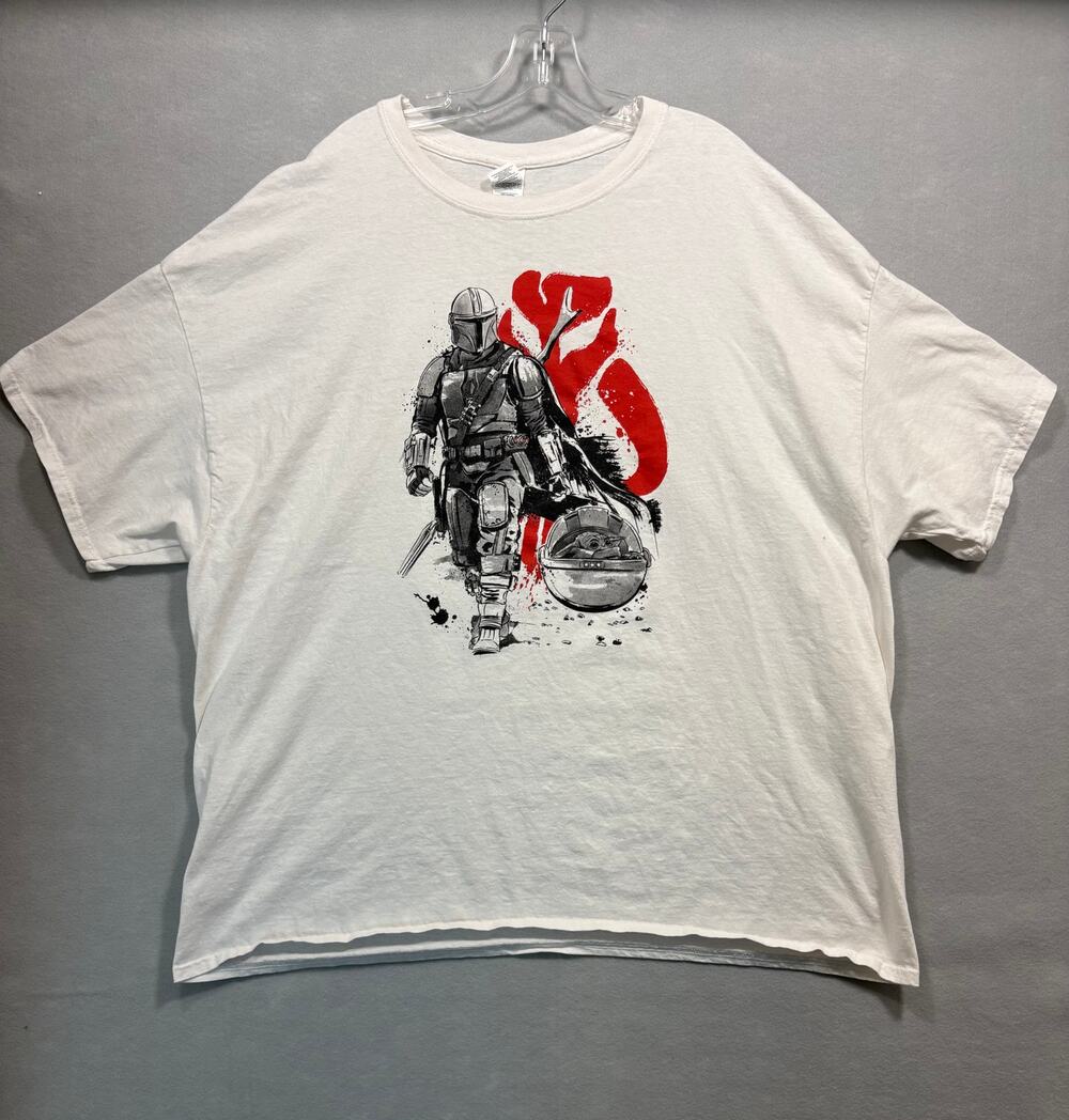 Star Wars The Mandalorian Grogu Graphic T-Shirt White Ink Brush Stroke Size 3XL
